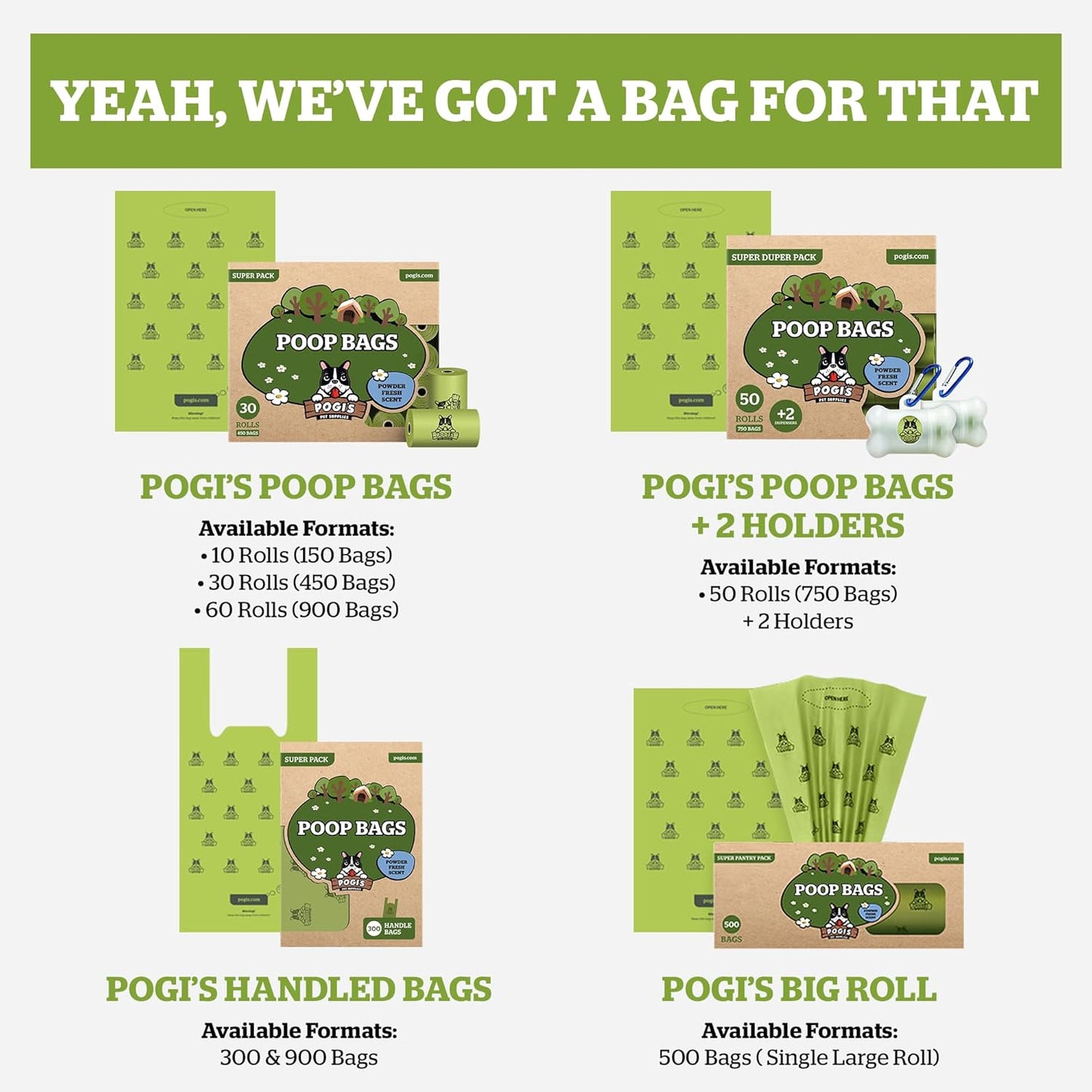 Pogi'S Dog Poop Bags with Handles Bulk - 900 Doggy Poop Bags with Easy-Tie Handles - Leak-Proof, Ultra Thick, Scented Poop Bags for Dogs, Cat Poop Bags